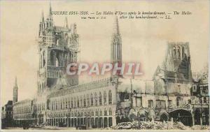 Postcard Old War 1914 1916 Les Halles of Ypres after the bombing Army