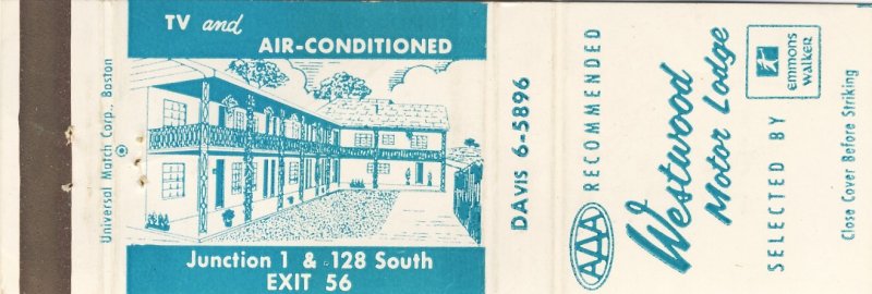 Westwood, Massachusetts/MA Match Cover, Westwood Motor Lodge, Route 128