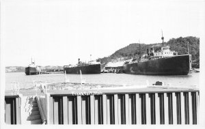 H44/ Frankfort Michigan RPPC Postcard c1940s  Ships Dock Freighters 28