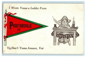 1912 Dutch Girl Greetings From Proctorsville Vermont VT Pennant Postcard 