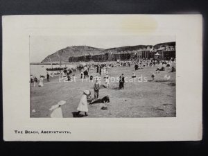 Wales ABERYSTWYTH The Beach - Animated Beach Scene c1919 Old Postcard