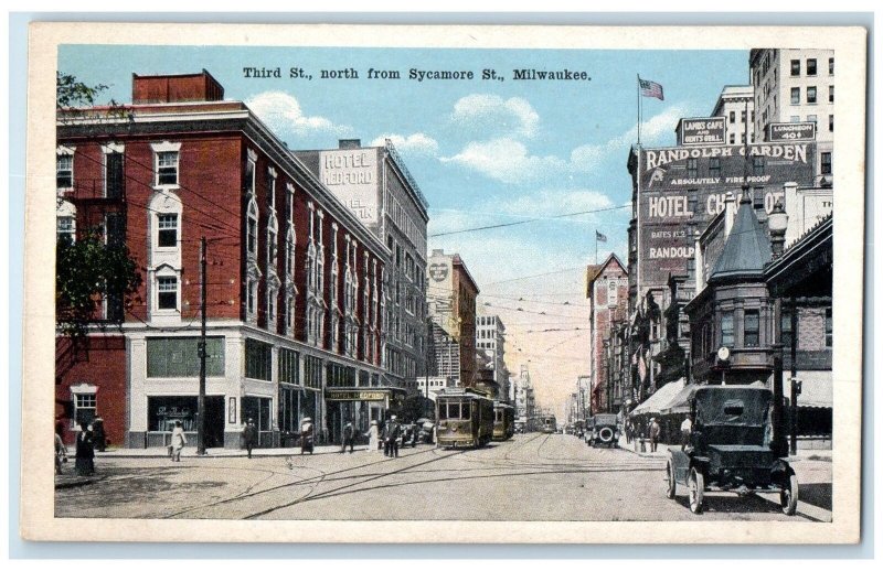 c1920 Third Street North From Sycamore St. View Milwaukee Wisconsin WI Postcard