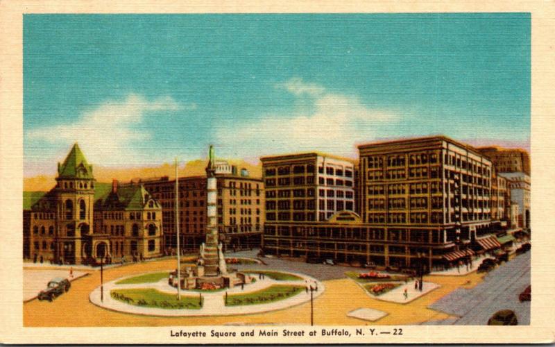 New York Buffalo Lafayette Square and Main Street 1945 Dexter Press