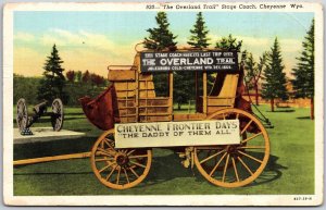 The Cleveland Trail Stage Coach Cheyenne Wyoming WY Pinetrees & Grounds Postcard