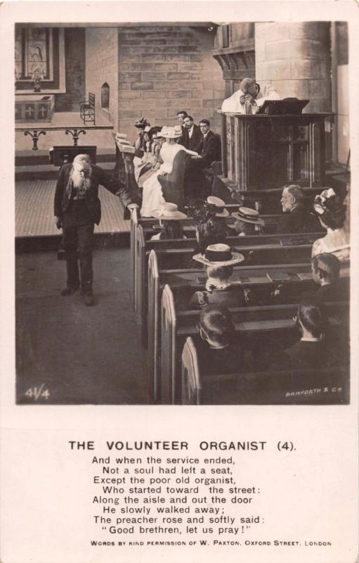 THE VOLUNTEER ORGANIST (4)~POEM BY W PAXTON~BAMFORTH REAL PHOTO POSTCARD