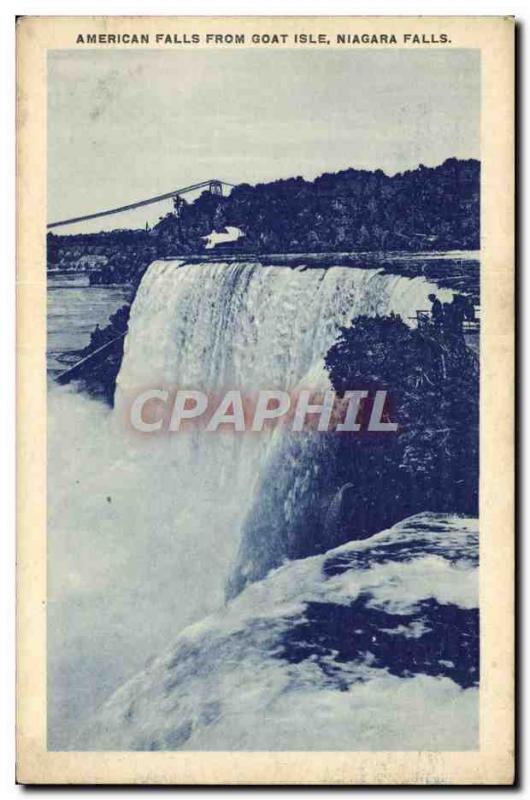 Old Postcard Niagara Falls American Falls From Goat Island