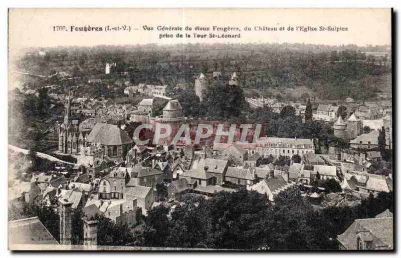 Old Postcard Fougeres Fougeres Old Vue Generale du Chateau and The Church St