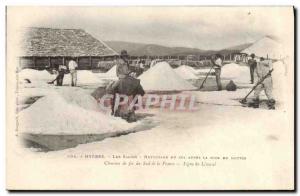 Old Postcard Folklore Salterns Hyeres Les Salins Cleaning the salt after the ...