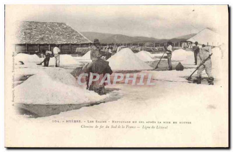 VINTAGE POSTCARD Folklore Salt-water Marshes Hyeres Saline t