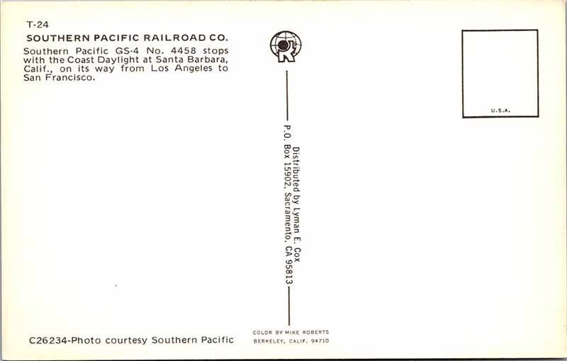 Postcard TRAIN SCENE Santa Barbara California CA AK8590