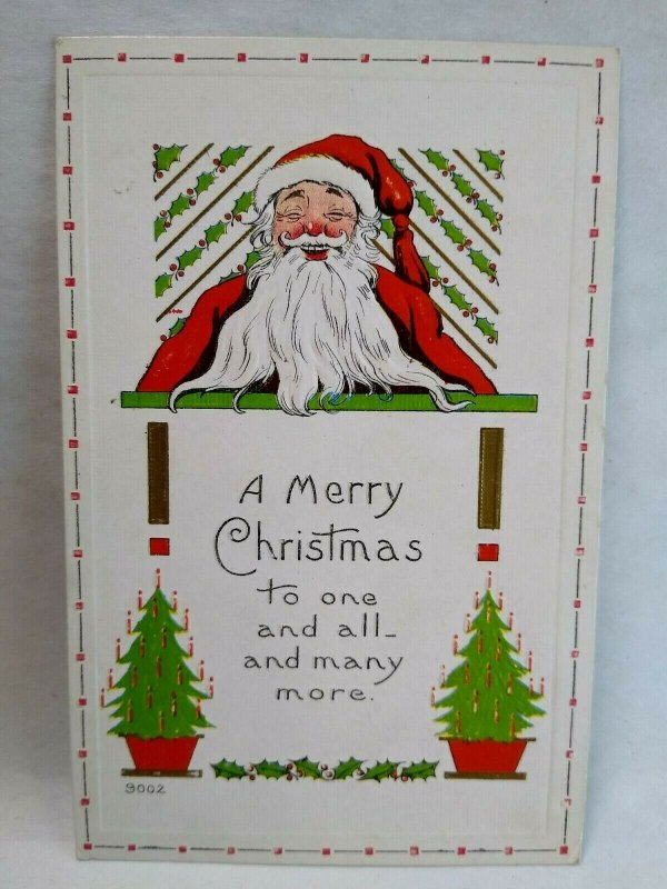 Santa Claus Vintage Christmas Postcard Original Bergman Series 9002 Embossed 