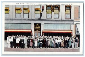 c1930's Capitol Commercial College Faculty And Students Bismarck ND Postcard