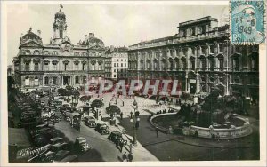 Postcard Modern Lyon Place Bellecour Town Hall Arts Palace and Fountain Barth...