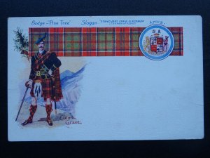 Scotland CLAN GRANT Badge & Arms THE ROCK OF ALARM Old Postcard by Johnston Ltd
