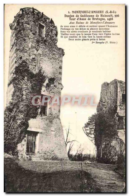 Old Postcard Montfort l & # 39Amaury Dungeon William of Hainault Tower & # 39...