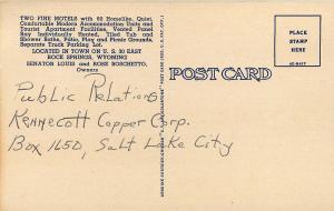 ROCK SPRINGS WYOMING EL RANCHO LODGE & ROSE COURT MOTEL CURTEICH POSTCARD c1950s