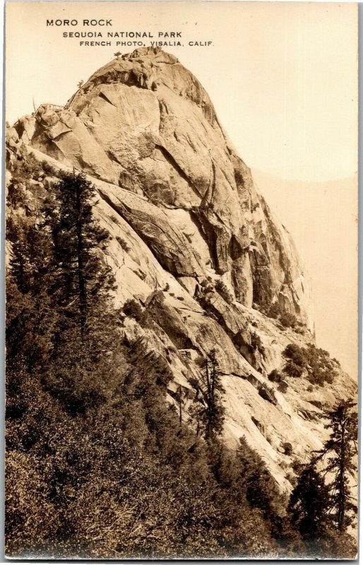 RPPC Moro Rock, Sequoia National Park CA Vintage Postcard D24
