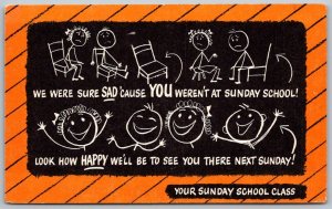 Your Sunday School Class 1950s Rebus Postcard Sad You Weren't At Sunday School