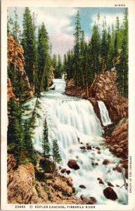 Kepler Cascade Firehole River Yellowstone Park Old Faithful Postcard UNP VTG 