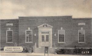 Malvern Arkansas Post Office Front View of Building Antique Postcard V14041