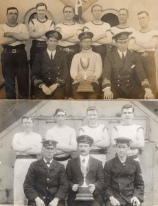 WW1 Military War Ship Sports Team Trophies 2x Postcard s