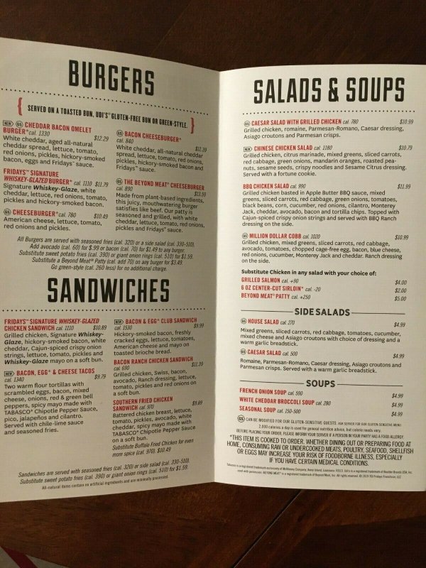 TGIFridays Restaurant ToGo Menu