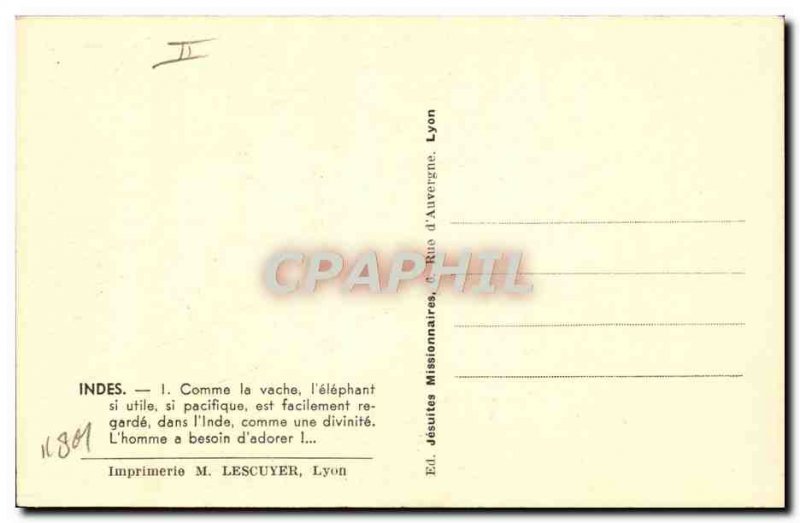 Old Postcard India Elephant