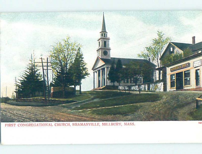 Pre-1907 CHURCH SCENE Millbury Massachusetts MA AD2215