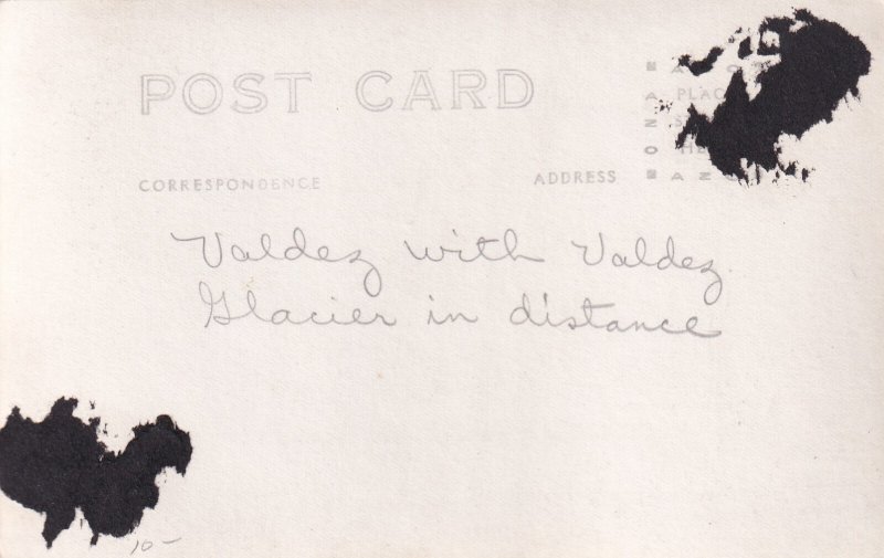 RPPC: Valdez, Alaska, Mint (writing on back) (61567)