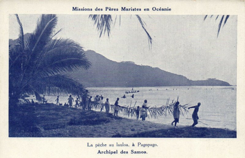 PC CPA SAMOA, PACIFIC, PÉCHE AU LAULOA, Á PAGOPAGO, Vintage Postcard (b19438)