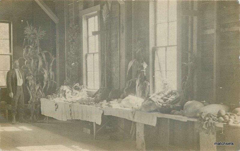 C-1910 Farming Agriculture Display Corn Fruit Melon RPPC Real photo 5925