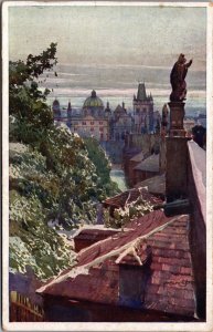 Artist Signed J. Šetelík Praha Auf der Karlsbrücke Vintage Postcard C174