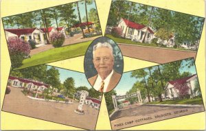 Linen Postcard Multiple Views of Pines Camp Cottages in Valdosta, Georgia