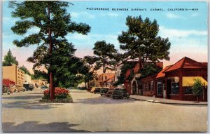 1945 Picturesque Business District Carmel California Crossroads Posted Postcard