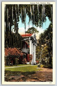 Natchez Mississippi~Duncan Park Mansion & Grounds~Vintage Linen Postcard
