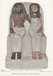 Limestone Group XVIII Dynasty Vintage Egypt Sculpture Postcard