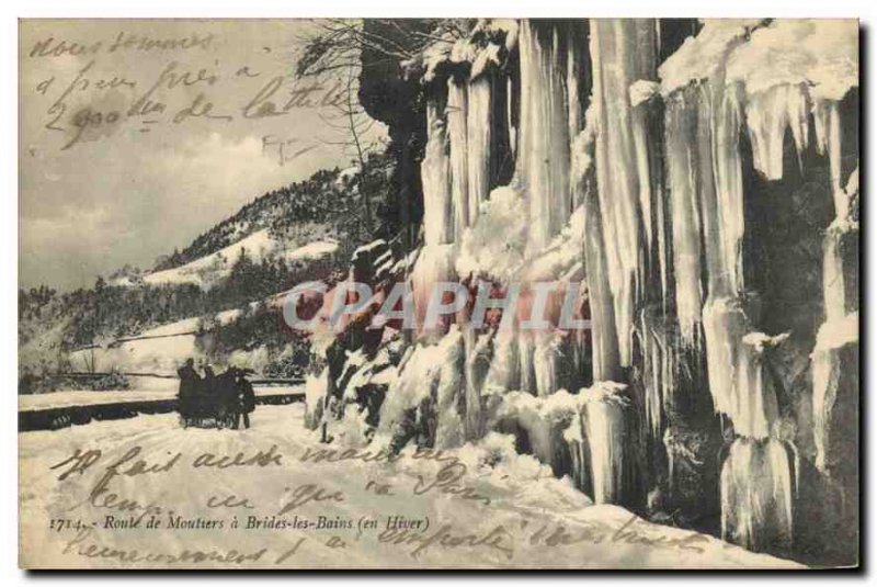 Postcard Old Road Moutiers Brides les Bains in Winter