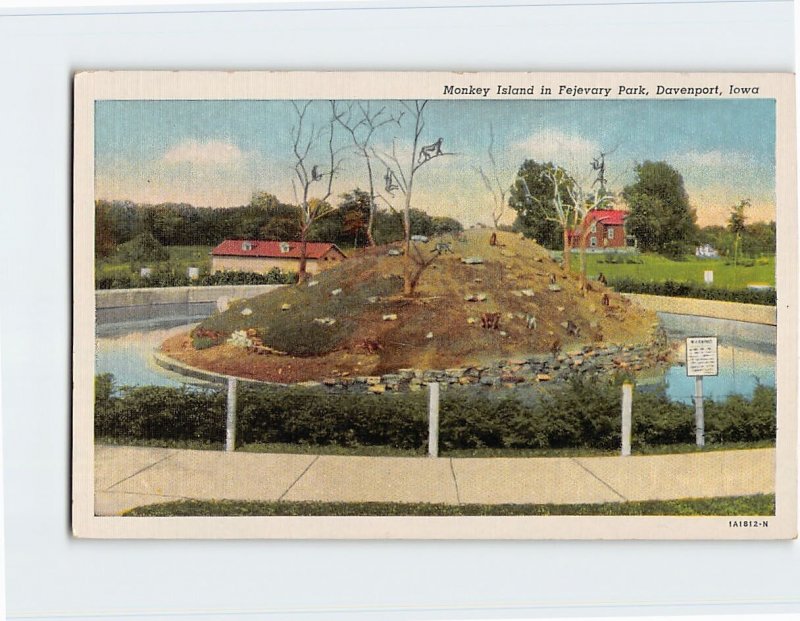 Postcard Monkey Island in Fejevary Park, Davenport, Iowa