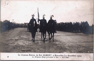 Royalty The Joyous Entry King Albert into Brussels 23 Dec 1909 Vintage RPPC C147