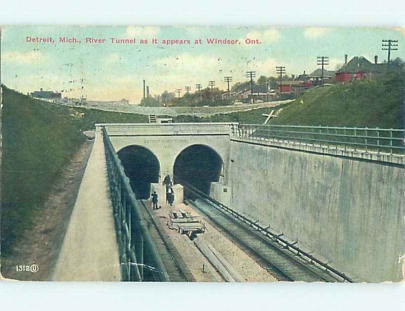 Divided-back TRAIN TUNNEL TO DETROIT ON CANADIAN SIDE Windsor Ontario ON AD8156