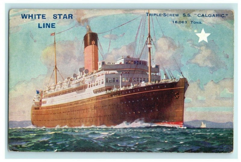 c1920's White Star Line SS Calgaric Steamer Ship Liverpool Canada Postcard