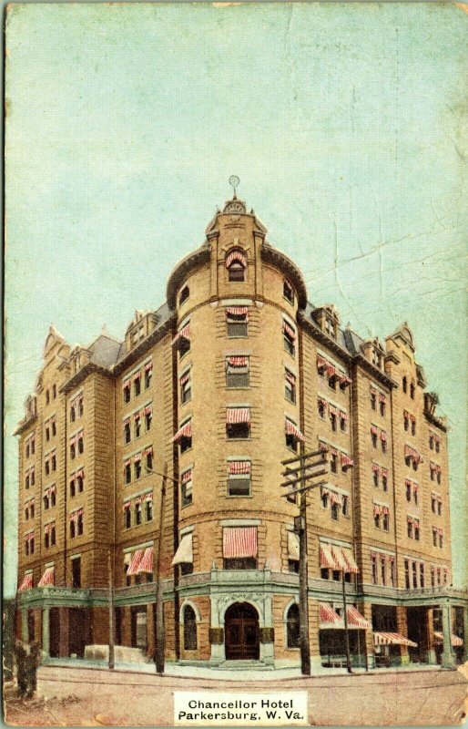 Chancellor Hotel Parkersburg West Virginia Postcard 1914