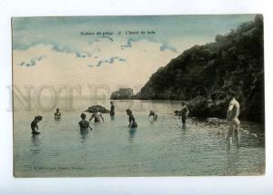 202381 France NANTES Beach SWIMSUIT Vintage tinted postcard