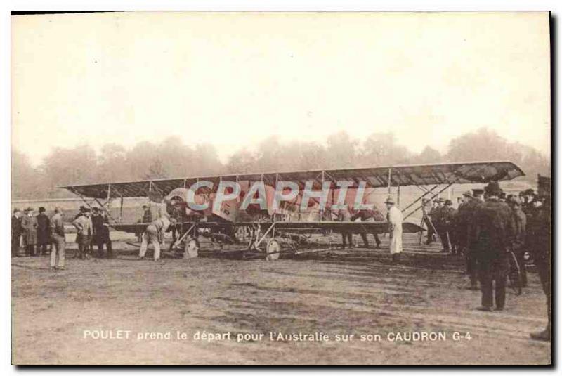 Old Postcard Jet Aviation takes Chicken departure for & # 39Australie his Cau...