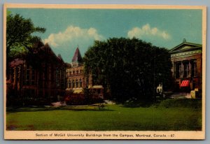 Postcard Montreal PQ c1930s Section of McGill University Buildings From Campus