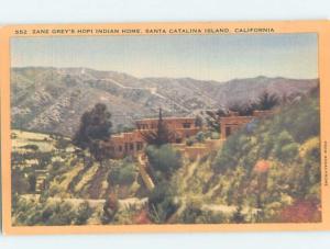 Unused Linen ZANE GREY HOPI INDIAN HOME Catalina California CA d0901