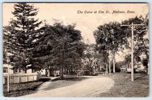 1910's CURVE AT ELM STREET MADISON CONNECTICUT*CT*HUNTER PHOTO CO POSTCARD