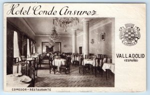 Hotel Conde Ansurez Comedor Restaurant interior VALLADOLID Spain Postcard