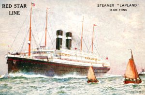Steamer Lapland Steamship Ocean Liner Red Star Line Postcard Ship