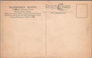 Postcard Terrace Garden Chicago's Wonder Restaurant Morrison Hotel Chicago IL